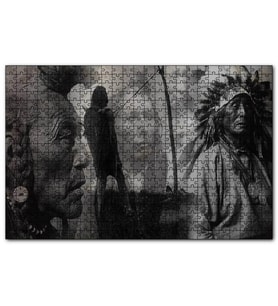 Cakapuzzle Bilge Kızılderililer Siyah Beyaz  Puzzle Yapboz MDF (Ahşap) (1000 Parça)