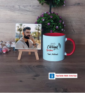 Edebiyat Öğretmeni Fotoğraflı Dekoratif Taş, Kupa Bardak Beyaz Hediye Öğretmenler Günü Hediyesi (Model 2)
