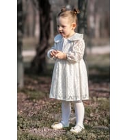 Kız Bebek Elbise Kız Çocuk Elbise Doğum Günü Parti Düğün Elbise Uzun Kol Astarlı Dantelli Bebek Giyim (Beyaz)