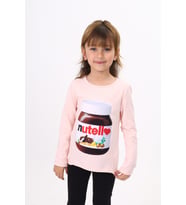 Toontoy Kız Çocuk Nutella Baskılı T-Shirt (Pudra)