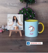 Unicorn Fotoğraflı Dekoratif Taş, Kupa Bardak Beyaz Hediye (Model 7)