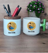 Kadın Öğretmene Hediye Hediye Sepeti Kupa Bardak T Kulplu, Kalemlik Hediyeleri Öğretmenler Günü Hediyesi (Model 8)
