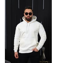 ERKEK SIRT BASKILI SWEATSHİRT (Beyaz)