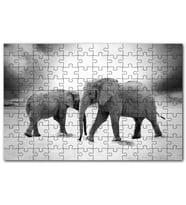 Cakapuzzle Savanada İki Fil Bulutlu Gökyüzü Monokrom Puzzle Yapboz MDF (Ahşap) (500 Parça)
