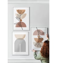 Çerçeveli Tablo Modern Sanatsal  Dekorasyon Ev Dekoru Üçlü Çerçeve Abstract ÖZC-448 (Beyaz)