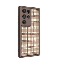 Galaxy S23 Ultra Kılıf Kamera Korumalı Baskılı Arka Yüzey Klas Kılıf (Açık Kahverengi)