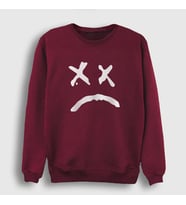 Presmono Unisex Beyaz Sad Face Lil Peep Sweatshirt 38060tt (Bordo)