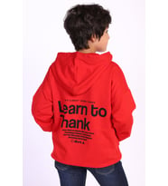 Toontoy Erkek Çocuk Kapüşonlu Kanguru Cepli Baskılı Sweatshirt (Kırmızı)