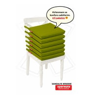 XPERMATE Fermuarlı 6'lı Sandalye Minderi Su İtici Kumaş 40x40 cm Sünger Sandalye Minderi Bağcıklı Antrasit (Turkuaz)