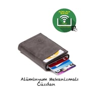 Newish Adelina Nova Deri Mekanizmalı Otomatik Kızaklı Kartlık Cüzdan (Gri)