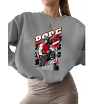 erkek Sweatshirt unisex kalın 3 iplik şardonlu Uyarıcı vermek Baskılı Sweatshirt bisiklet yaka (Gri)