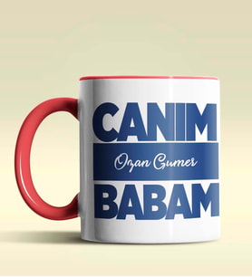 Kişiye Özel Canım Babam 6 Tasarımlı Siyah Kupa Bardak (Kırmızı)