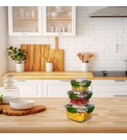 3'lü Set Master Kare Saklama Kabı (275 ml - 500 ml - 900 ml) (Yeşil)
