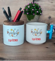 Pedagog Hediye Sepeti Kupa Bardak T Kulplu, Kalemlik Hediyeleri Pedagoga Hediye Tıp Bayramı Hediyesi (Model 3)