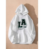 La California Baskılı Oversize Sweatshirt (Beyaz)