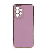Samsung Galaxy A53 5G Kılıf Kenarları Gold Kamera Korumalı Renkli Pastel Silikon Açık Yeşil BARK (Mor)