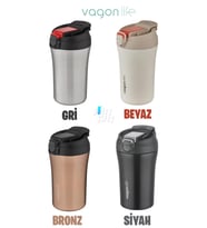 Vagonlife FiftyFifty Çift Kapak Sistemli Pipetli/Pipetsiz 400ml Çelik Mug FF2004VGN