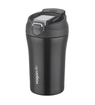 Vagonlife FiftyFifty Çift Kapak Sistemli Pipetli/Pipetsiz 400ml Çelik Mug (Siyah)