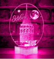 Kişiye Özel, Galata Kulesi 3D Lamba (Pembe)