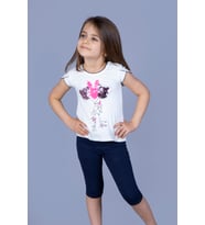 Toontoy Kız Çocuk Çevirmeli Pullu Takım (Ekru)
