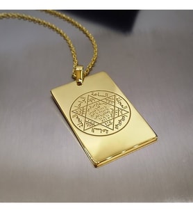925 K Gümüş Süleyman Mührü Gümüş Kolye (Gold)
