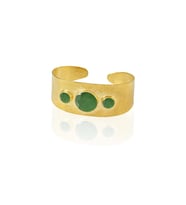 Kadir Jewellery 22 Ayar Altın Kaplama El İşçiliği Zirkon Taşlı Kadın Kelepçe Bilezik (Yeşil)