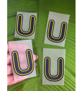 5X4 CM ÜTÜ İLE YAPIŞAN U HARFİ TRANSFER BASKI ARMA (Mavi)