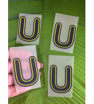 5X4 CM ÜTÜ İLE YAPIŞAN U HARFİ TRANSFER BASKI ARMA (Mavi)