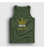 Presmono Unisex Beyaz Backgammon King Tavla Kralı Oyun V3 Atlet 416903tt (Haki)