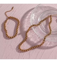 1. Sınıf Kalın Örme Çelik Erkek Kolye Ve Bileklik Set 5mm (Gold)