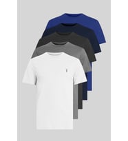 Unisex Tişört Çok Renkli Standart Kesim Bisiklet Yaka %100 Pamuk 5'li Tişört Paketi (Açık Gri)