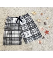 %100 Pamuk Kadın Yüksek Bel Dört Mevsim Şort Pijama  (Beyaz-Siyah)