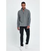 Erkek Rahat Kalıp Softech Polar Yarım Fermuarlı Sweatshırt spr24pw20 (Gri)