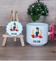 Kadın Polis Hediye Seti Kupa Bardak T Kulplu ve Anahtarlık Polisler Günü Kadın Polise Hediye (Model 1)
