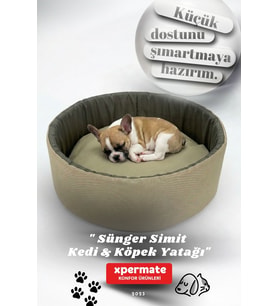 XPERMATE Sünger Simit Küçük Irk Köpek Yatağı Ve Kedi Yatağı 45 Cm VE 55 CM (Bej)