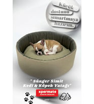 XPERMATE Sünger Simit Küçük Irk Köpek Yatağı Ve Kedi Yatağı 45 Cm VE 55 CM (Bej)