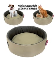 XPERMATE Sünger Simit Küçük Irk Köpek Yatağı Ve Kedi Yatağı 45 Cm VE 55 CM (Bej)