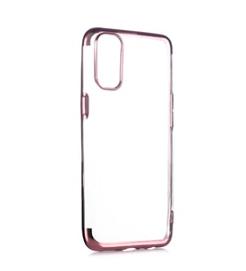 Oppo Reno 4 Kılıf Zore Dört Köşeli Lazer Silikon Kılıf (Rose)