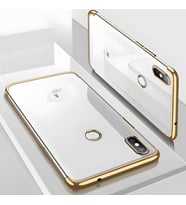 Xiaomi Redmi Note 5 Pro Kılıf Dört Köşeli Lazer Silikon Kılıf (Gold)