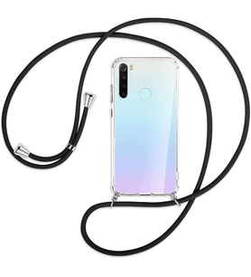 Xiaomi Redmi Note 8 Kılıf Boyun Omuz Askılı iPli Anti Şok Köşe Korumalı Şeffaf Silikon (Siyah)