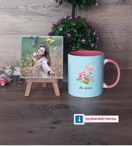 Flamingo Fotoğraflı Dekoratif Taş, Kupa Bardak Beyaz HediyeArkadaşa Doğum Günü Hediyesi (Model 6)