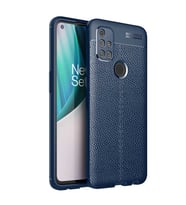 One Plus Nord N10 5G Kılıf Deri Görünümlü Slim Silikon (Lacivert)