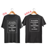 BYVOL Kendin Tasarla T-shirt Kişiye Özel Tişört Baskılı Tshirt (ÖN+ARKA BASKI) (Siyah)