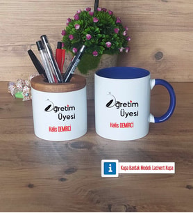 Öğretim Üyesi Kalemlik, Kupa Bardak T Kişiye Özel Hediye Öğretmenler Günü Hediyesi (Model 6)