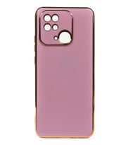 Xiaomi Redmi 10C Kılıf Kamera Korumalı Altın Kenar Tasarım Silikon (Mor)