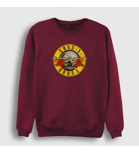 Presmono Unisex Beyaz Logo Guns N' Roses Sweatshirt 58491tt (Bordo)