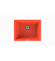 POLEX Cristalüx Granit Eviye P-09 Tezgah Altı Ve Tezgah Üstü Kare Mutfak Evyesi 55,5x43,5cm (Turuncu)