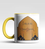 Kişiye Özel İmam Tasarımlı Siyah Kupa (Beyaz-Sarı)