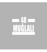 48 Muğlalı Araba Sticker siyah 16x9 CM (Beyaz)