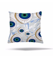 Çiçek Ağaç Kilim Etnik Desen Gizli Fermuarlı Yastık Kılıfı Kırlent Kılıfı Koltuk Yastık Kılıfı  (Beyaz-Gri)